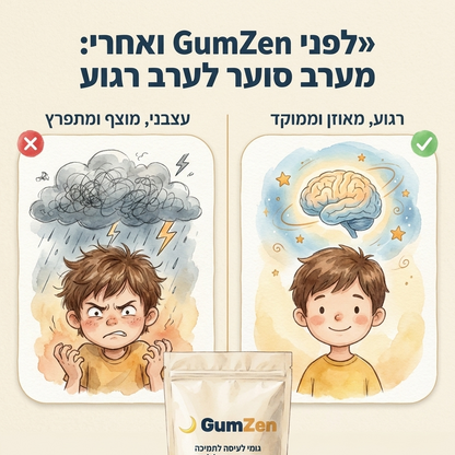 GumZen - גומי לעיסה לתמיכה בקשב ריכוז והרגעה לילדים